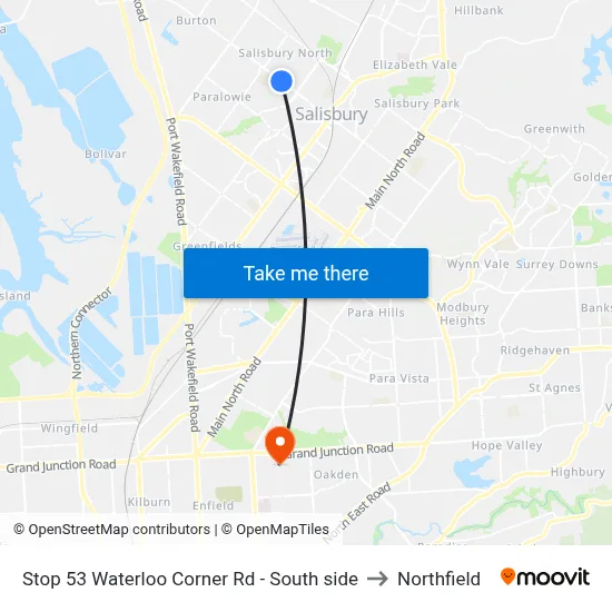 Stop 53 Waterloo Corner Rd - South side to Northfield map
