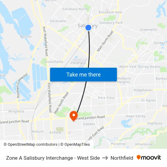 Zone A Salisbury Interchange - West Side to Northfield map