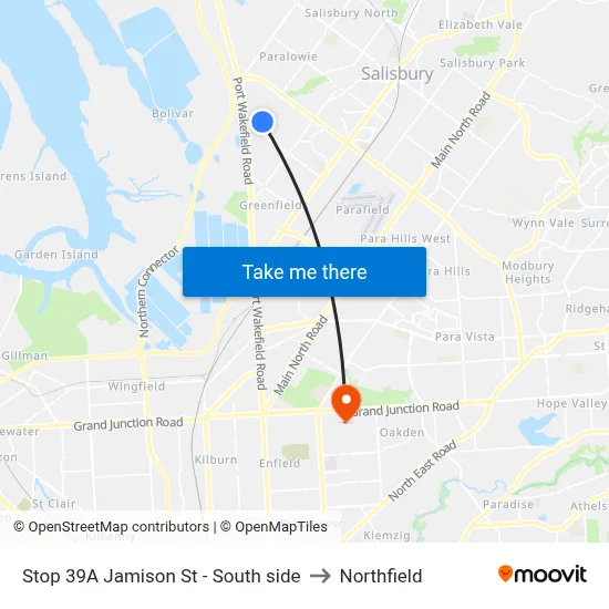 Stop 39A Jamison St - South side to Northfield map