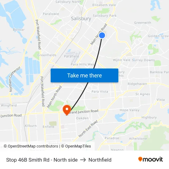 Stop 46B Smith Rd - North side to Northfield map
