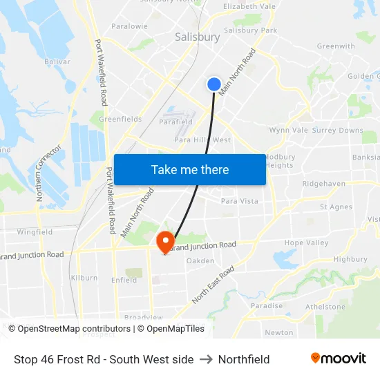 Stop 46 Frost Rd - South West side to Northfield map
