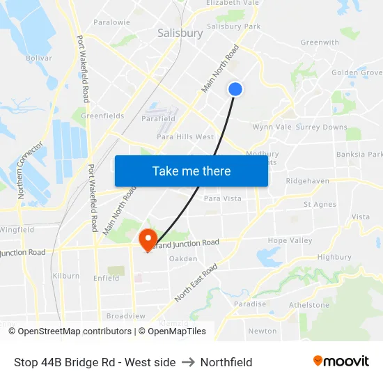 Stop 44B Bridge Rd - West side to Northfield map