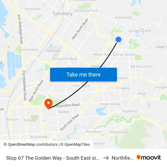 Stop 67 The Golden Way - South East side to Northfield map