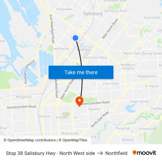 Stop 38 Salisbury Hwy - North West side to Northfield map