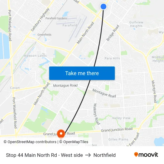 Stop 44 Main North Rd - West side to Northfield map