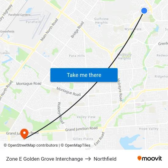 Zone E Golden Grove Interchange to Northfield map