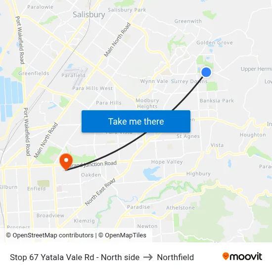 Stop 67 Yatala Vale Rd - North side to Northfield map