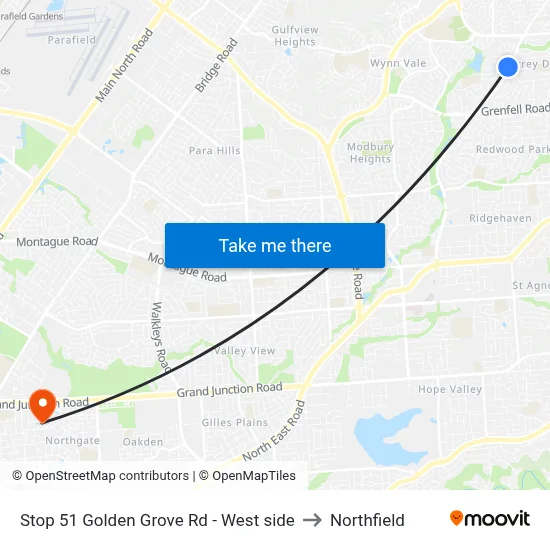 Stop 51 Golden Grove Rd - West side to Northfield map