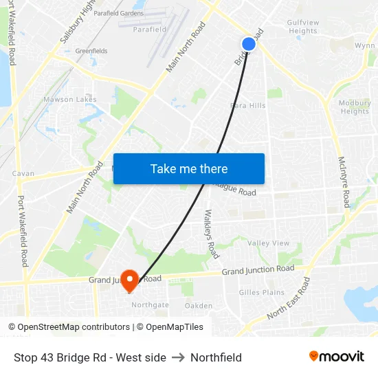 Stop 43 Bridge Rd - West side to Northfield map