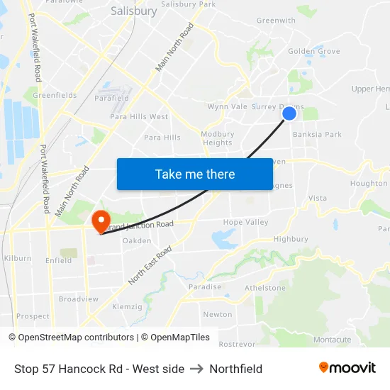 Stop 57 Hancock Rd - West side to Northfield map