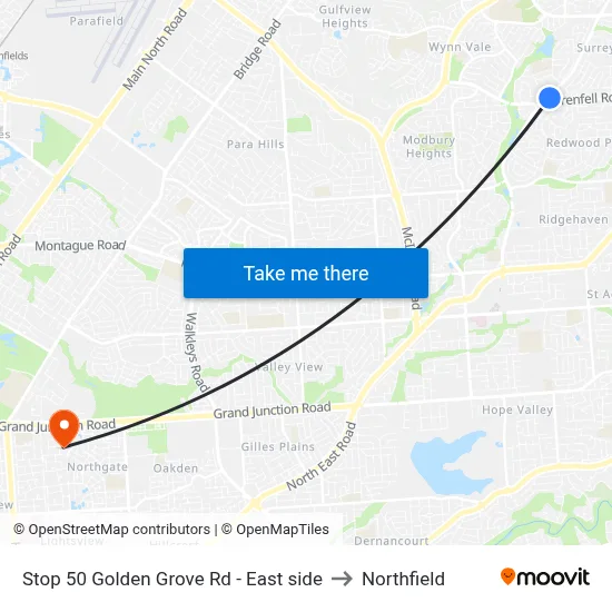 Stop 50 Golden Grove Rd - East side to Northfield map