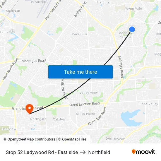 Stop 52 Ladywood Rd - East side to Northfield map