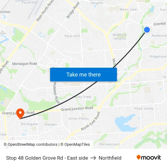 Stop 48 Golden Grove Rd - East side to Northfield map