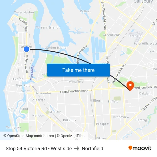 Stop 54 Victoria Rd - West side to Northfield map