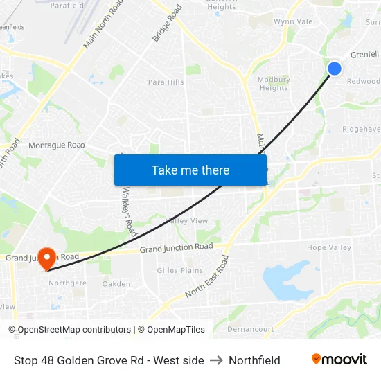 Stop 48 Golden Grove Rd - West side to Northfield map