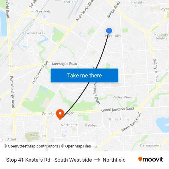 Stop 41 Kesters Rd - South West side to Northfield map