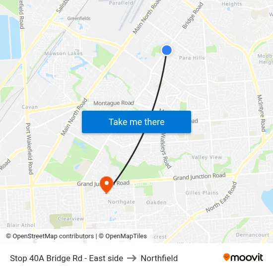 Stop 40A Bridge Rd - East side to Northfield map