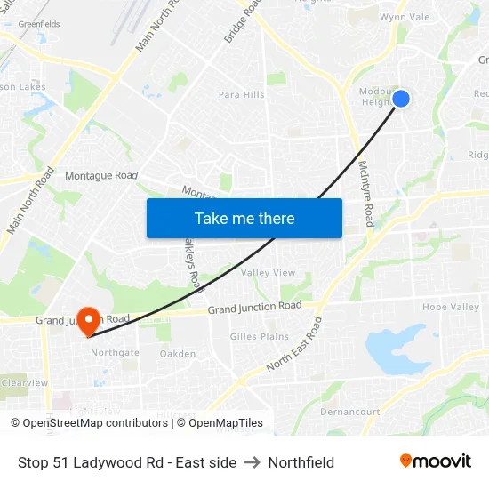 Stop 51 Ladywood Rd - East side to Northfield map