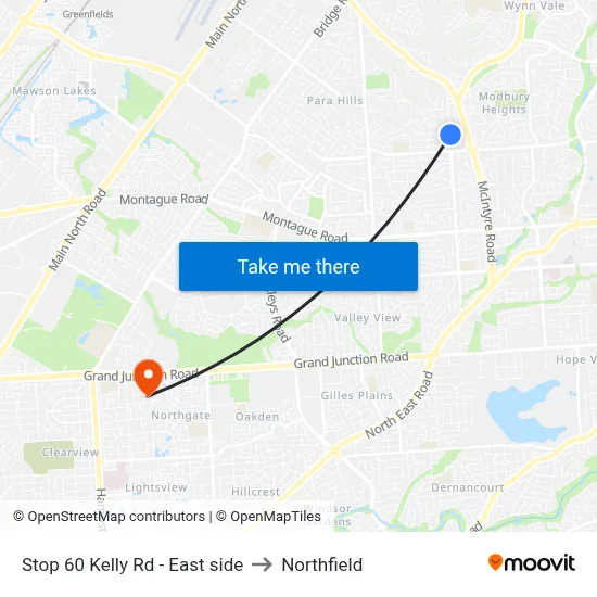 Stop 60 Kelly Rd - East side to Northfield map