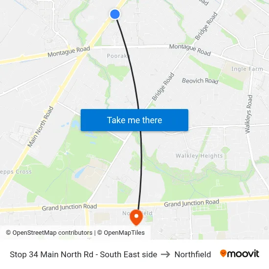 Stop 34 Main North Rd - South East side to Northfield map