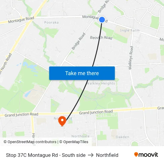 Stop 37C Montague Rd - South side to Northfield map