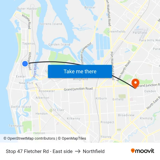 Stop 47 Fletcher Rd - East side to Northfield map
