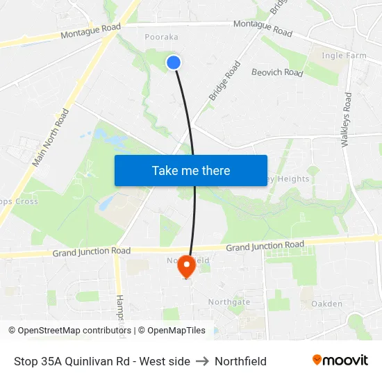 Stop 35A Quinlivan Rd - West side to Northfield map
