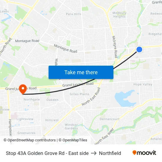 Stop 43A Golden Grove Rd - East side to Northfield map