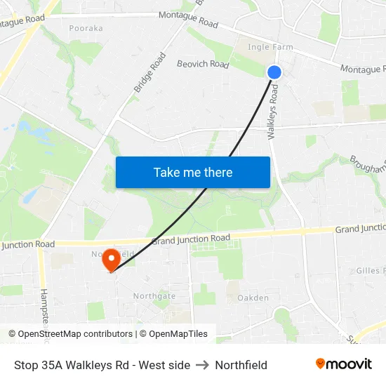 Stop 35A Walkleys Rd - West side to Northfield map