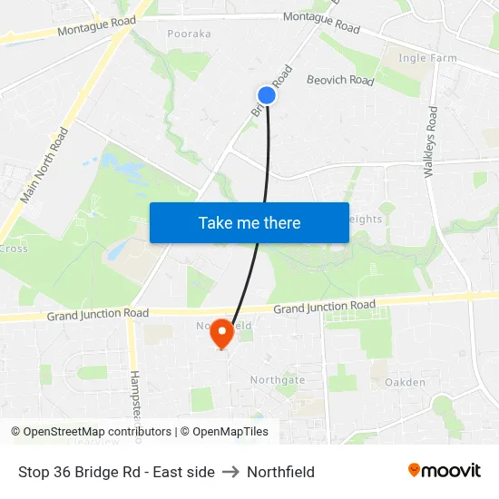 Stop 36 Bridge Rd - East side to Northfield map