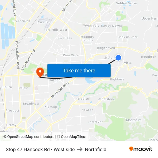 Stop 47 Hancock Rd - West side to Northfield map
