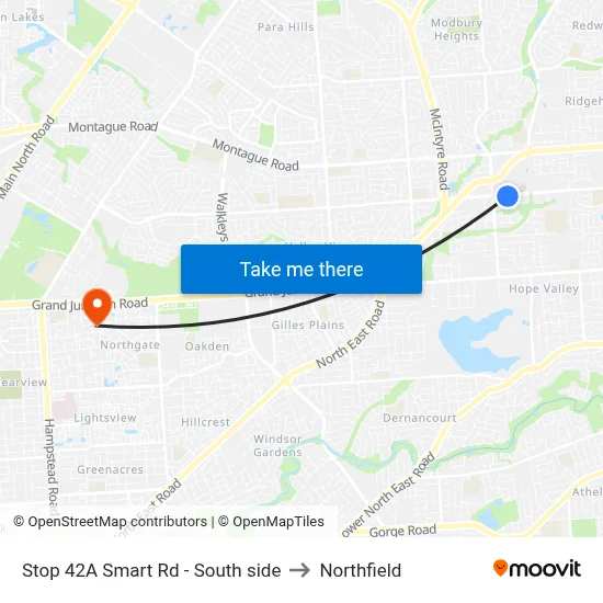 Stop 42A Smart Rd - South side to Northfield map