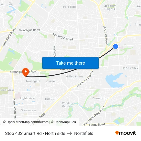 Stop 43S Smart Rd - North side to Northfield map