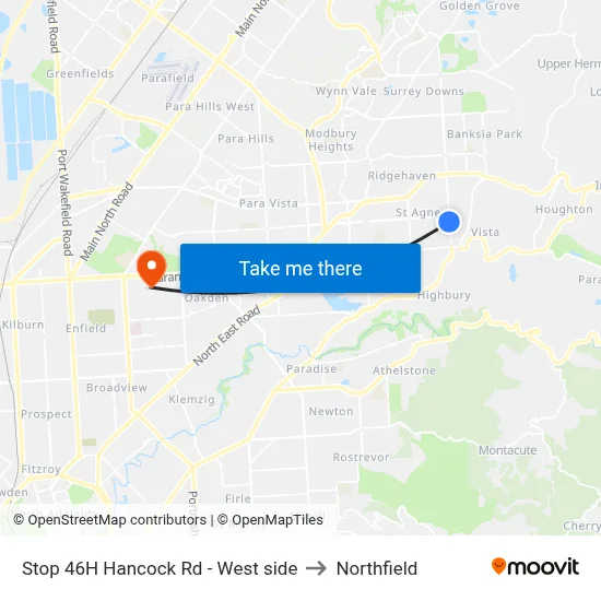 Stop 46H Hancock Rd - West side to Northfield map