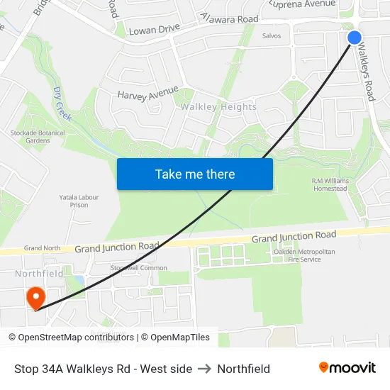 Stop 34A Walkleys Rd - West side to Northfield map