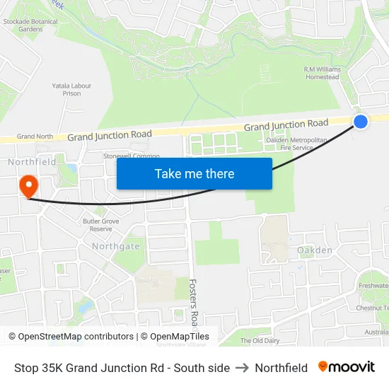 Stop 35K Grand Junction Rd - South side to Northfield map