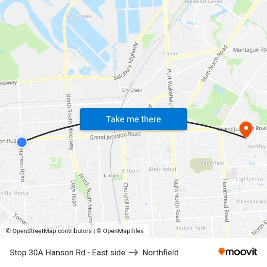 Stop 30A Hanson Rd - East side to Northfield map