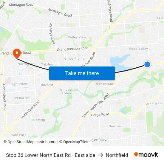 Stop 36 Lower North East Rd - East side to Northfield map