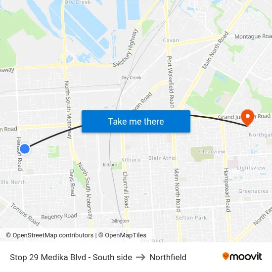 Stop 29 Medika Blvd - South side to Northfield map