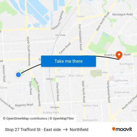 Stop 27 Trafford St - East side to Northfield map