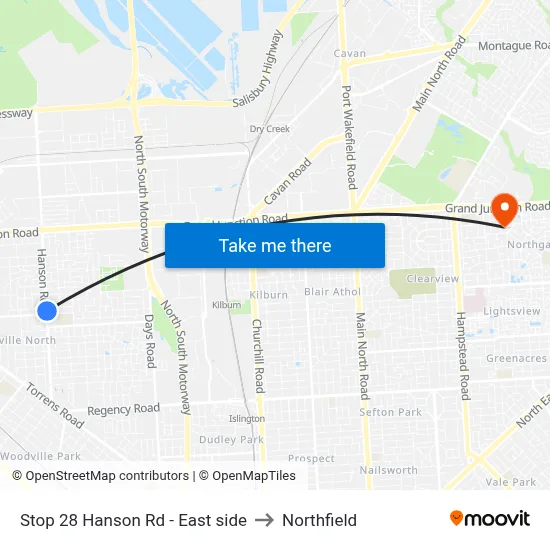 Stop 28 Hanson Rd - East side to Northfield map