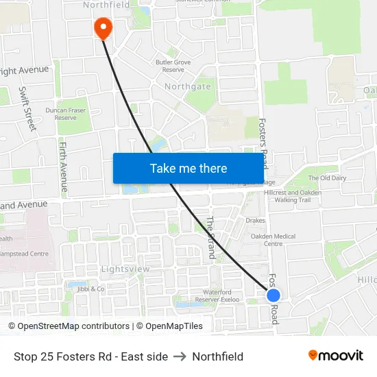 Stop 25 Fosters Rd - East side to Northfield map