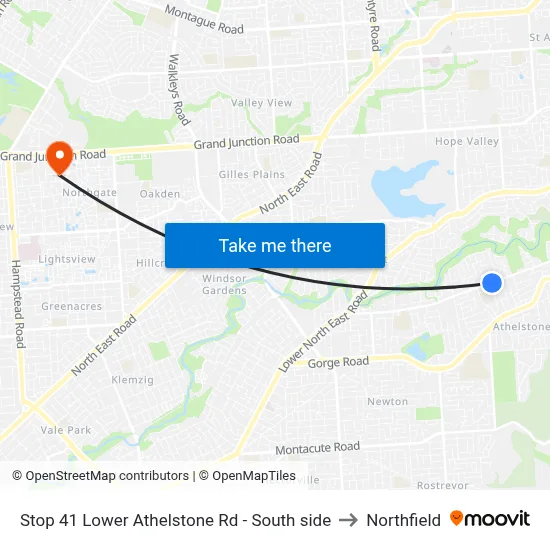 Stop 41 Lower Athelstone Rd - South side to Northfield map