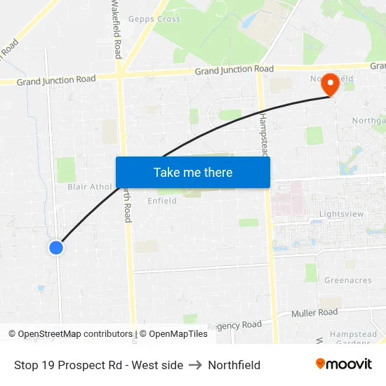 Stop 19 Prospect Rd - West side to Northfield map
