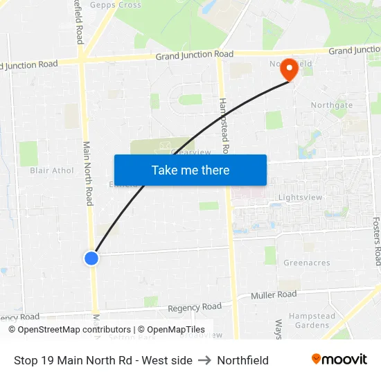 Stop 19 Main North Rd - West side to Northfield map
