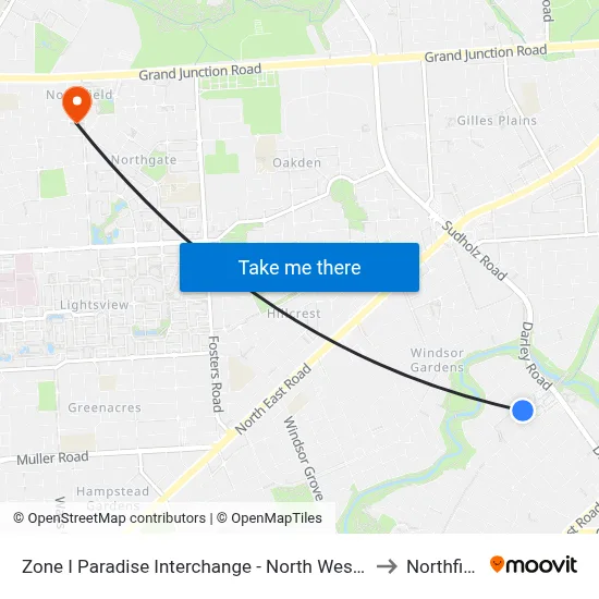 Zone I Paradise Interchange - North West side to Northfield map