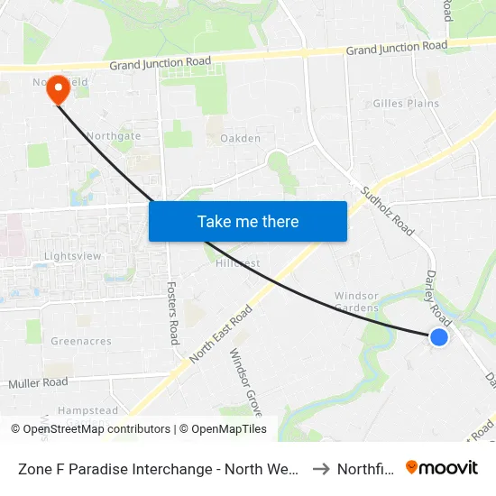 Zone F Paradise Interchange - North West side to Northfield map