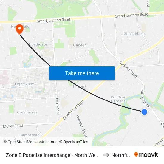 Zone E Paradise Interchange - North West side to Northfield map