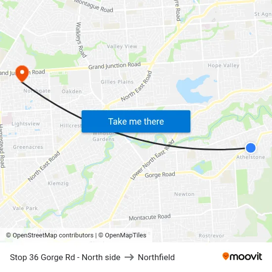Stop 36 Gorge Rd - North side to Northfield map