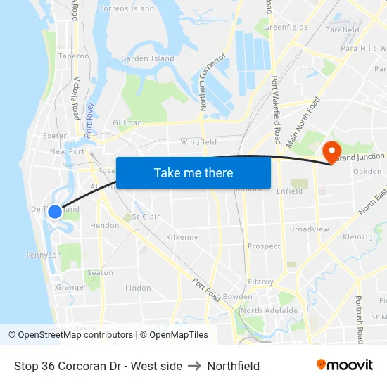 Stop 36 Corcoran Dr - West side to Northfield map